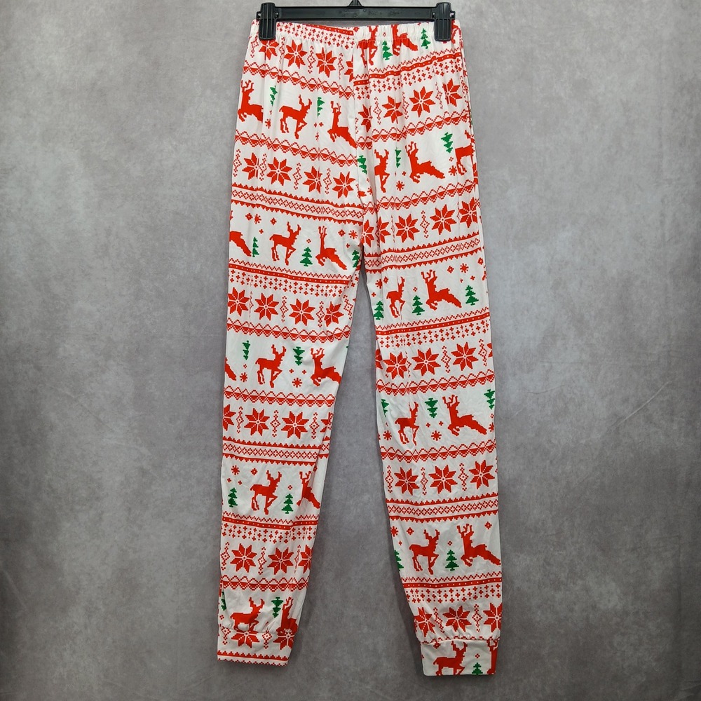 Red Christmas Holiday Print Y2K VTG Festive‎ Ekouaer Pajama Legging Pants Small